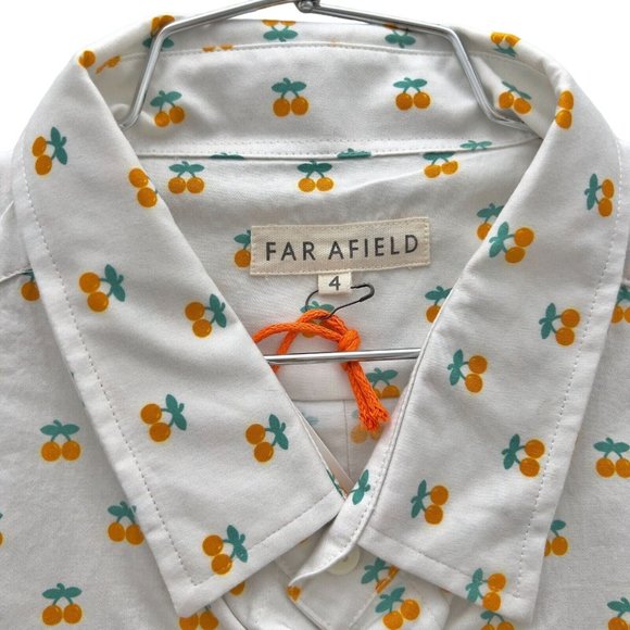 FAR AFIELD Oranges Cognito Long Sleeve Cotton Button-Up Shirt Sz 4 XL 0011 - Picture 8 of 12